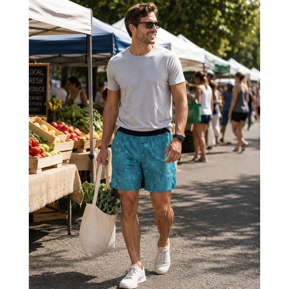 lululemon athletica Teal Athletic Shorts with Black Waistband